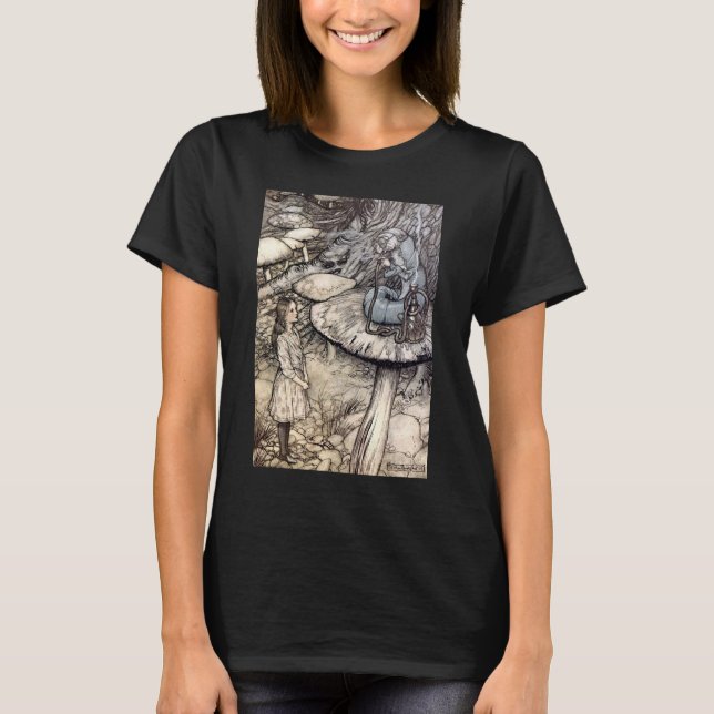 Vintage Alice mit Hookah-Raupe Rauchen T-Shirt (Vorderseite)