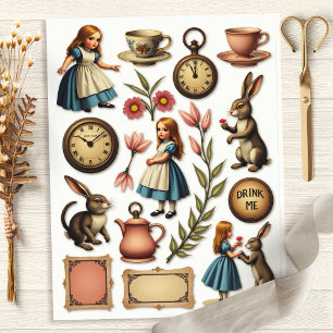 Vintage-Alice-Tee-Party Fussy-Cut Wunderland