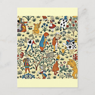 Vintage-Alice-und-Freunde-Stoffmuster Postkarte