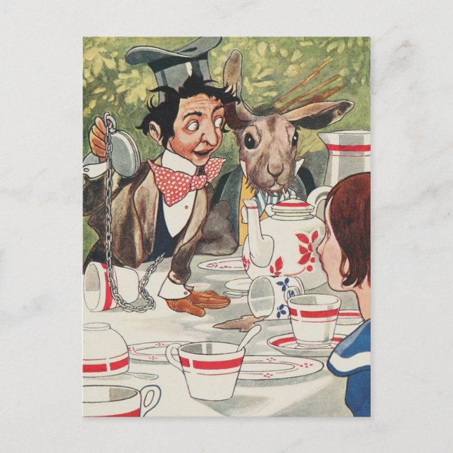 Vintage Alice und Wunderland Postkarte (Vorderseite)