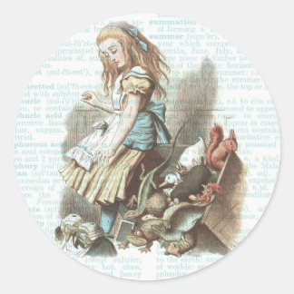Vintage Alice Wonderland Tags Wörterbuchseiten bla Runder Aufkleber