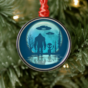 Vintage Alien Bigfoot métal ornement de Noël