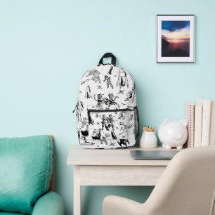 Vintage Alien Comic weiß Bedruckter Rucksack