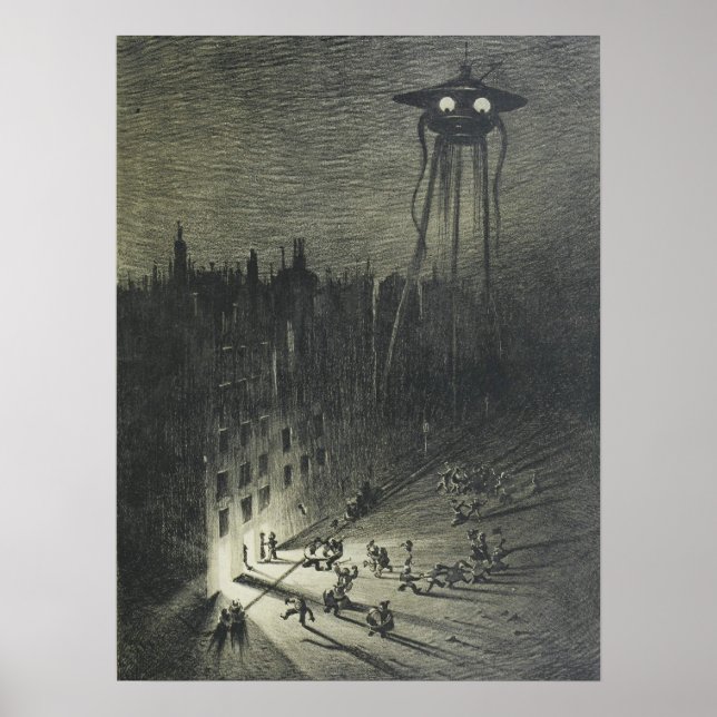 Vintage Alien Invasion Illustration Poster (Vorne)