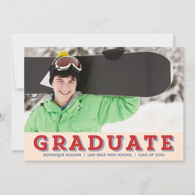 Vintage All American Foto Graduation Party Einladung (Vorderseite)