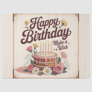 Vintage "Alles Gute zum Geburtstag - Mache einen W Seidenpapier