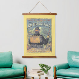 Vintage Alpen Schweiz nach Frankreich Reise Wandteppich Mit Holzrahmen