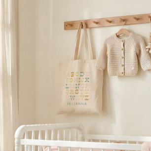 Vintage Alphabet-Briefe in Pastel Personalisiert Tragetasche