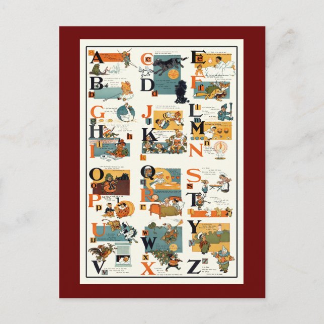 Vintage Alphabet-Diagramm ABC-Lehrer, die Postkarte (Vorderseite)