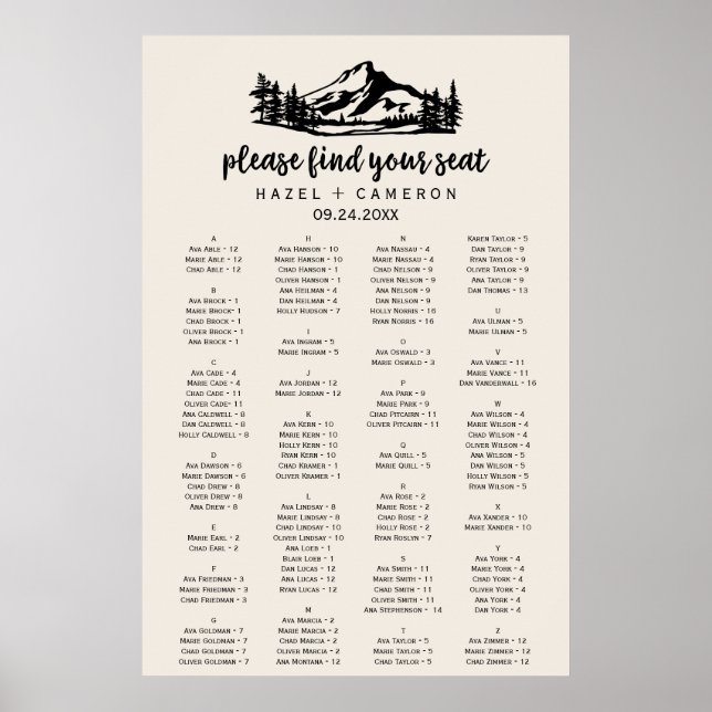 Vintage Alphabetisierungstabelle Poster (Vorne)