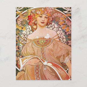 Vintage Alphonse Maria Mucha Kunst, Dichtung und M Postkarte