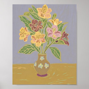 Vintage-Alstroemeria-Blumenstilleben in floraler U Poster