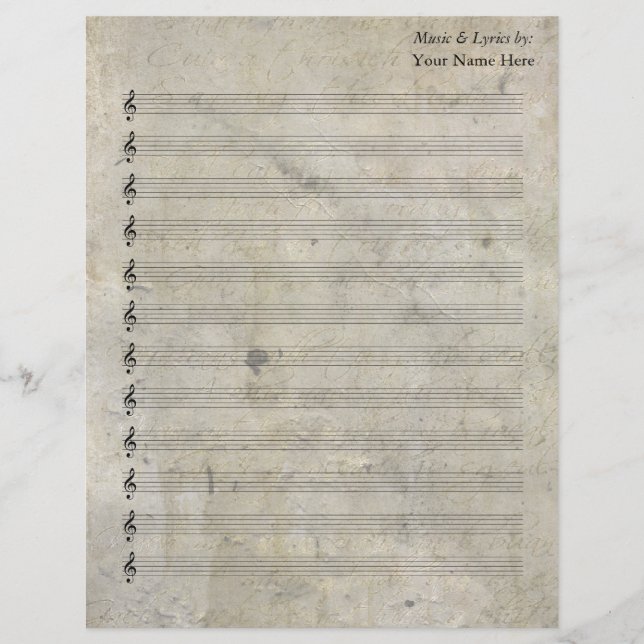 Vintage Alt gestaltete Blankenmusik 12 Stave (Vorderseite)