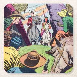 Vintage Alt-West-Comic-Buchszene Rechteckiger Pappuntersetzer