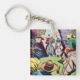 Vintage Alt-West-Comic-Buchszene Schlüsselanhänger