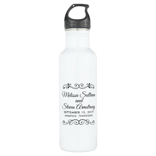 Vintage Alt-Western-Hochzeit Edelstahlflasche (Vorderseite)
