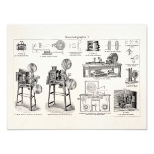 Vintage alte antike Film-Kamera-Kinematographie Fotodruck