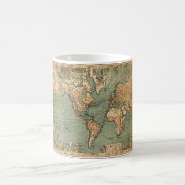 Vintage Alte Antike Weltkarte Kaffeetasse (Mittel)