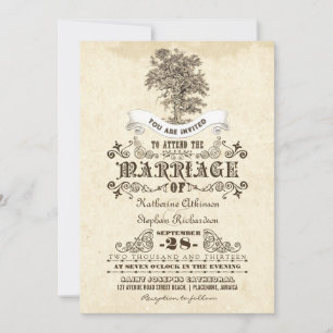 Vintage alte Baumhochzeitsmit blumeneinladungen Einladung