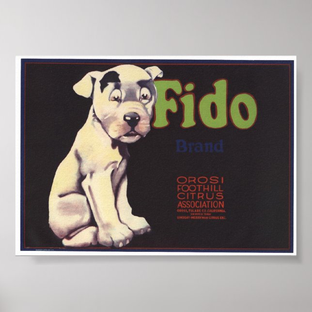 Vintage alte Fido-Fruchtkäseletiketten Poster (Vorne)