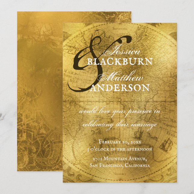 Vintage alte Goldmedaille Einladung (Vorne/Hinten)