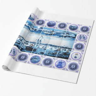 Vintage alte Holländer deckt Delftware Holland mi Geschenkpapier