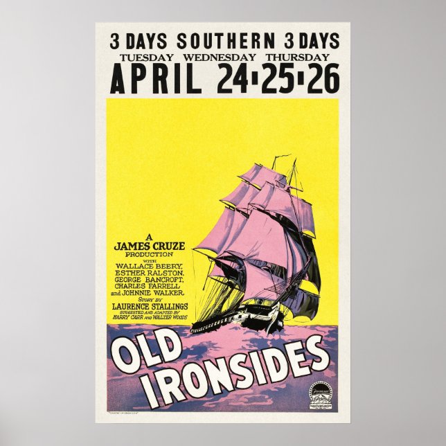 Vintage alte Ironside 1926 Stille Kriegsfilm Poster (Vorne)