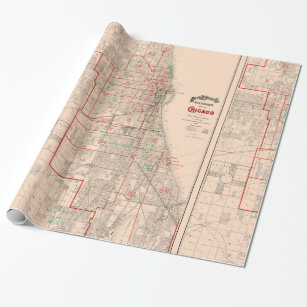 Vintage alte Karte von Chicago - 1893 Geschenkpapier