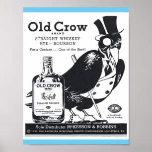 Vintage alte Krähen-gerader Whisky, Rye, Poster