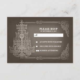 Vintage alte Kronleuchter Hochzeitskarten RSVP Karte
