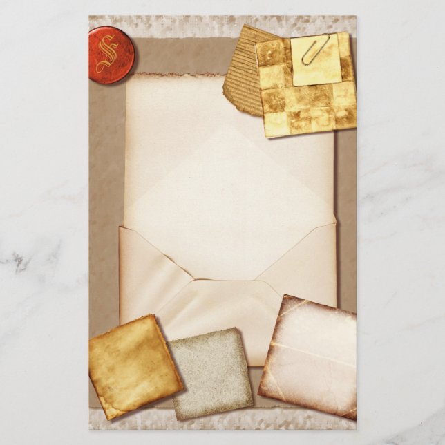 Vintage Alte Monogramm-Stationierung Briefpapier (Vorderseite)