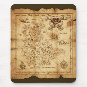 Vintage alte Piratenübersicht Karte X Mousepad