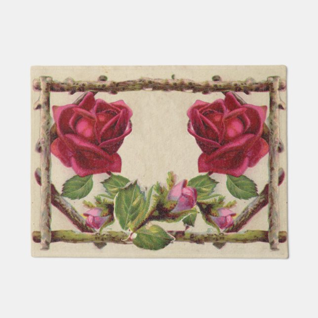 Vintage alte Rose rustikal Viktorianisch Antique Fußmatte (Vorderseite)
