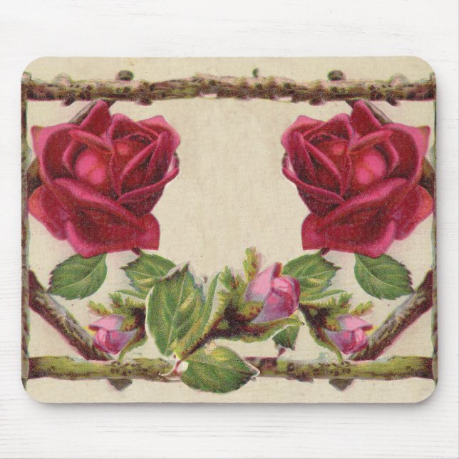 Vintage alte Rose rustikal Viktorianisch Antique Mousepad (Vorne)