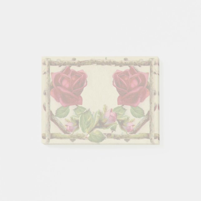 Vintage alte Rose rustikal Viktorianisch Antique Post-it Klebezettel (Vorderseite)