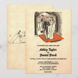 Vintage alte Rustikale Braut und Groom Retro Hochz Einladung