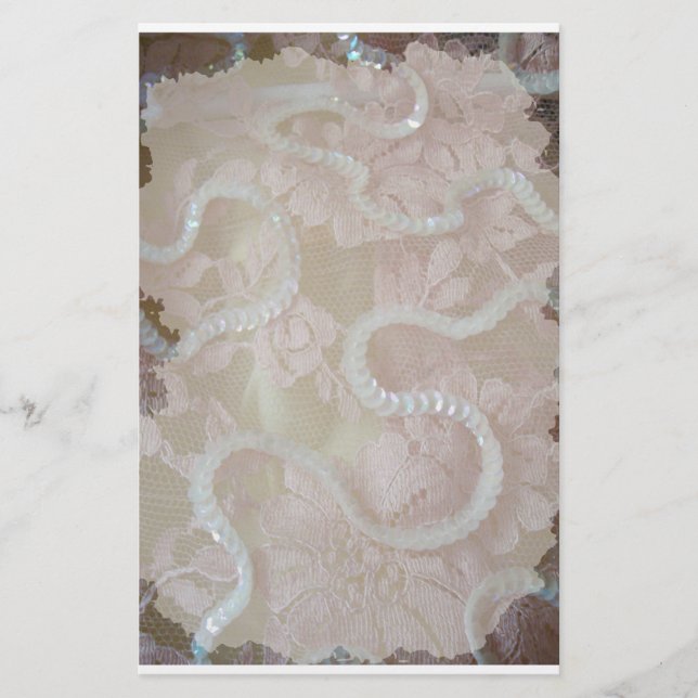 Vintage Alte Spitzen- und Sequenzierung Briefpapier (Vorderseite)