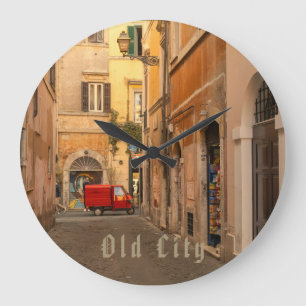 Vintage, alte Stadt, Oldtimer, antiker Stil Große Wanduhr