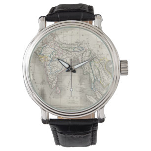 Vintage alte Welt antiindische Landkarte Hipster Armbanduhr