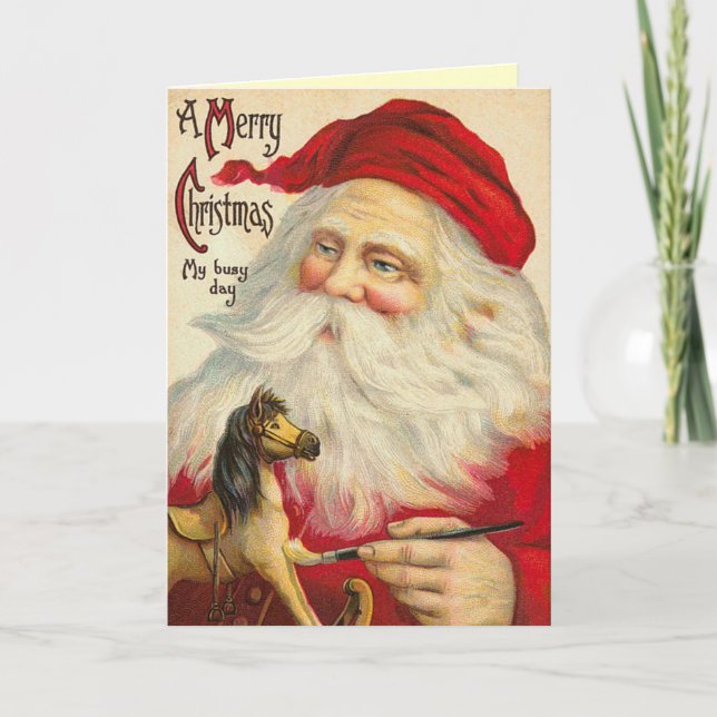 Vintage Alte Welt Weihnachtskarte Feiertagskarte (Vorderseite)
