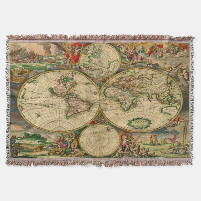 Vintage Alte Weltkarte Decke (Vorderseite)