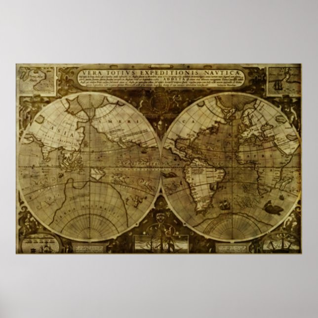 Vintage alte Weltkarte Poster (Vorne)