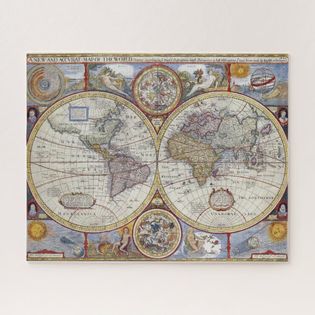 Vintage, alte Weltkarte von John Speed 1627: (Horizontal)