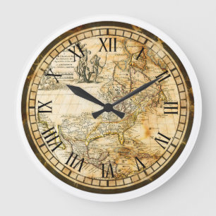 Vintage alte Weltkarten-Uhr Große Wanduhr