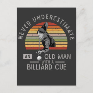 Vintage alter Mann Billard Queue Snooker Pool Spie Postkarte