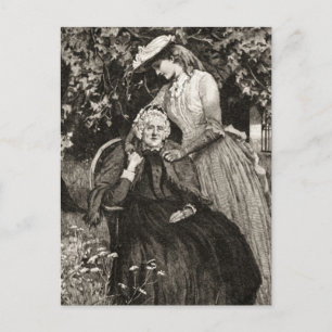 Vintage ältere Mutter und Tochter Postkarte