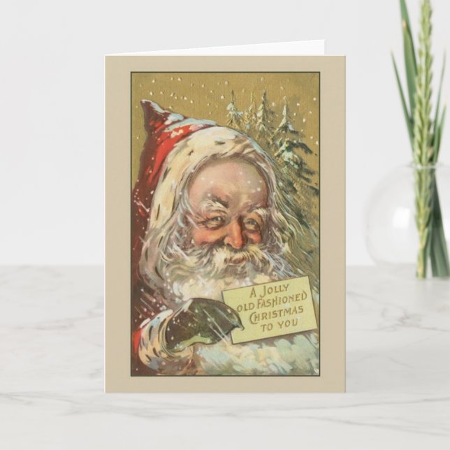 Vintage Altmodische Weihnachtskarte Feiertagskarte (Vorderseite)