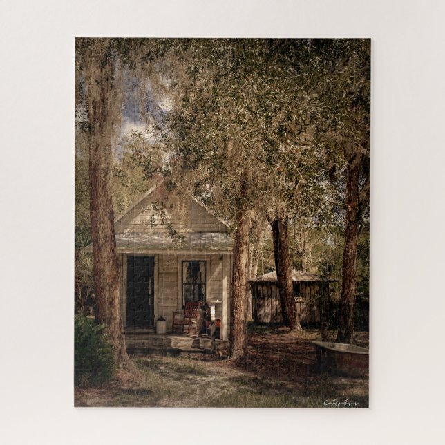 Vintage Altstadt Florida Rustikale Hütte aus Holz (Vertikal)