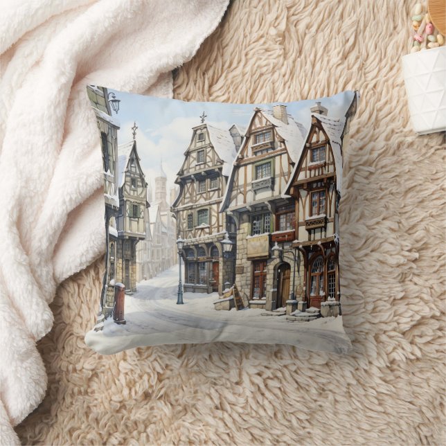Vintage Altstadt Kunst Kissen (Decke)
