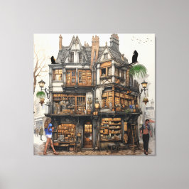 Vintage Altstadt Kunst Leinwanddruck